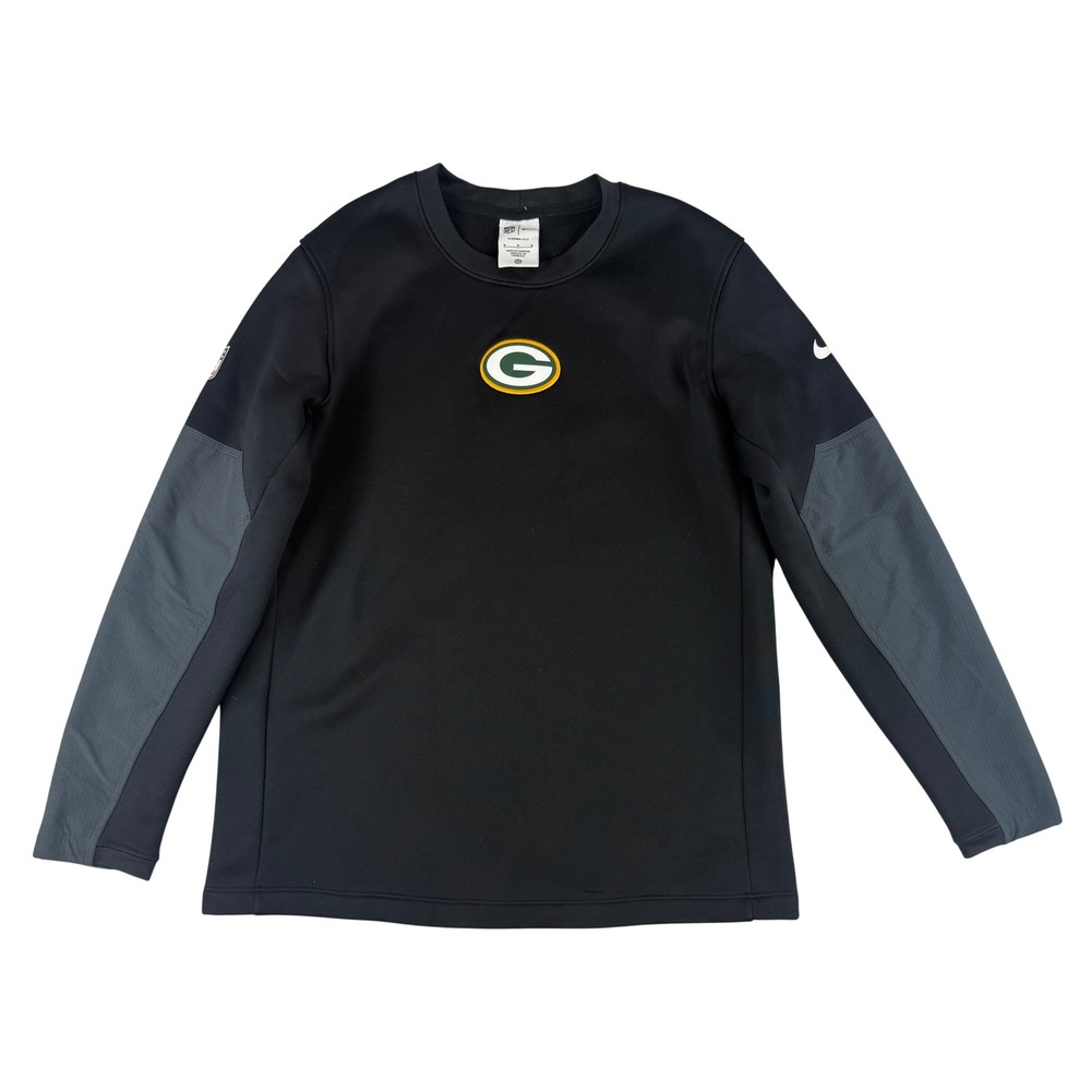 Nike Green Bay Packers Sweatshirt Mens Size M Black Therma-FIT Crewneck Pullover